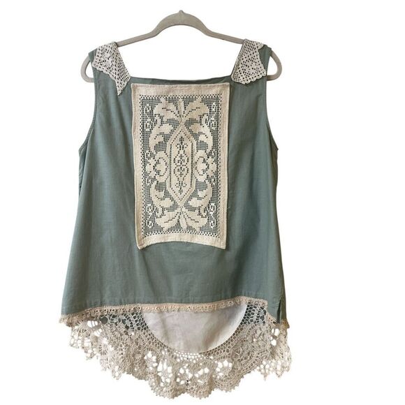 Handmade upcycled top sage green sz 18/20 - Picture 2 of 6